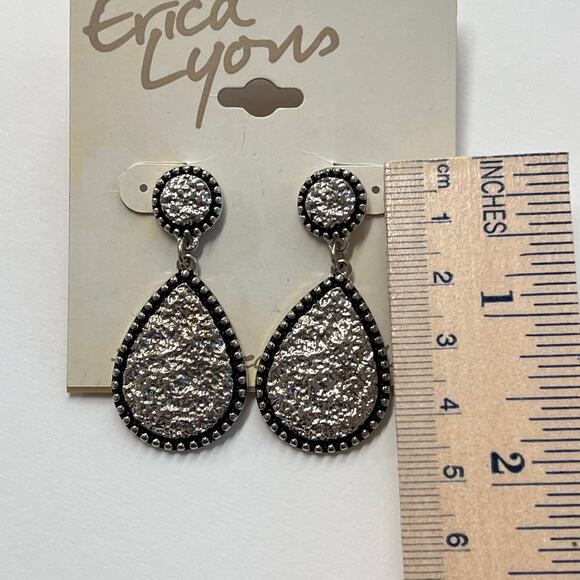 Erica Lyons Silver Teardrop Earrings - Picture 2 of 3